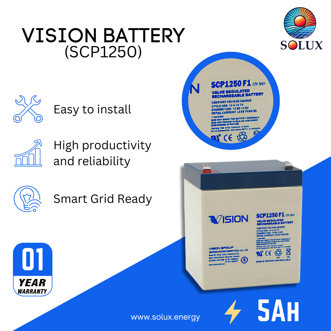 This is an image of Vision 12V 5Ah Battery Sealed Lead-Acid AGM